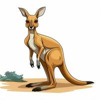kangourou 2d dessin animé vecteur illustration sur blanc motif photo