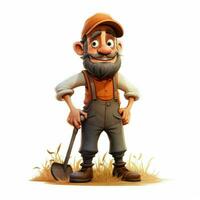 homme agriculteur 2d dessin animé illustraton sur blanc Contexte haute photo