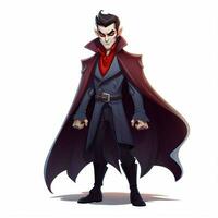 homme vampire 2d dessin animé illustraton sur blanc Contexte haute photo