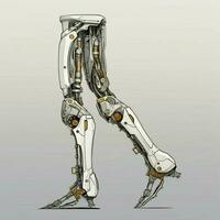 mécanique jambe 2d dessin animé illustraton sur blanc Contexte photo