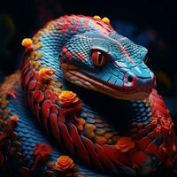 fascinant serpent avec une vibrant à motifs peau photo