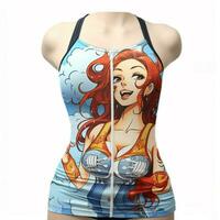 une pièce maillot de bain 2d dessin animé illustraton sur blanc backgro photo