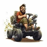 la personne dans motorisé fauteuil roulant 2d dessin animé illustraton sur w photo