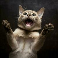 espiègle tonkinois chat ciselure ses posséder queue dans excitation photo