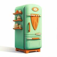 réfrigérateur 2d dessin animé illustraton sur blanc Contexte salut photo