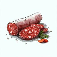 salami 2d vecteur illustration dessin animé dans blanc Contexte photo