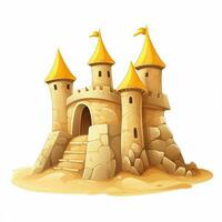 château de sable 2d dessin animé vecteur illustration sur blanc backgro photo