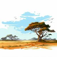 savane 2d dessin animé vecteur illustration sur blanc motif photo