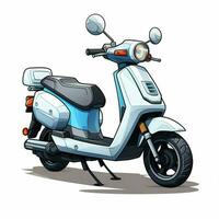 scooter 2d dessin animé illustraton sur blanc Contexte haute qu photo