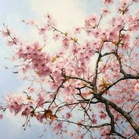 subtil couleurs de une épanouissement Cerise fleur arbre photo