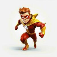super-héros 2d dessin animé illustraton sur blanc Contexte haute photo