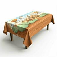 nappe de table 2d dessin animé illustraton sur blanc Contexte haute photo