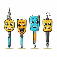 outils emojis 2d dessin animé vecteur illustration sur blanc dos photo