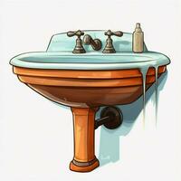 lavabo 2d dessin animé illustraton sur blanc Contexte haute photo