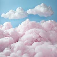 une coton bonbons bleu Contexte avec duveteux des nuages photo