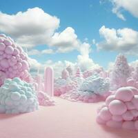 une coton bonbons colourfull Contexte avec duveteux des nuages photo