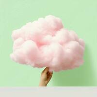 une coton bonbons vert Contexte avec duveteux des nuages photo