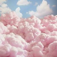 une coton bonbons rose Contexte avec duveteux des nuages photo