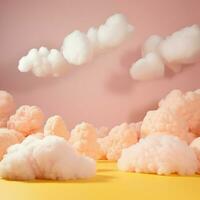 une coton bonbons Jaune Contexte avec duveteux des nuages photo