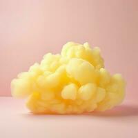 une coton bonbons Jaune Contexte avec duveteux des nuages photo