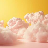 une coton bonbons Jaune Contexte avec duveteux des nuages photo