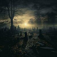 une hanté cimetière plein de ombres photo