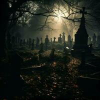 une hanté cimetière plein de ombres photo