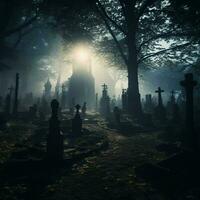 une hanté cimetière plein de ombres photo
