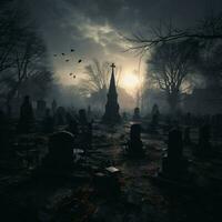 une hanté cimetière plein de ombres photo