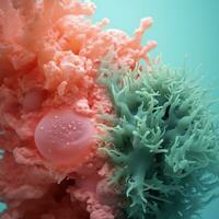 corail rose contre mer mousse vert haute qualité photo