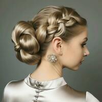 brillant tordu chignon avec tressé accents photo