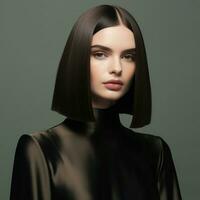 lisse et brillant lob longue bob avec cru prend fin photo