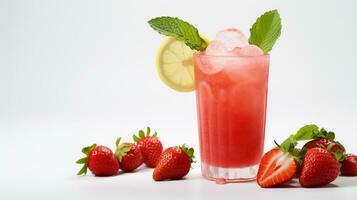 photo de une fraise limonade isolé sur plat blanc Contexte. génératif ai