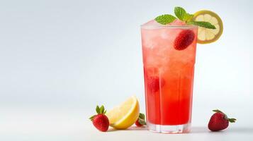 photo de une fraise limonade isolé sur plat blanc Contexte. génératif ai