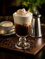 photo de certains irlandais crème café boisson élégamment plaqué sur une tableau. génératif ai