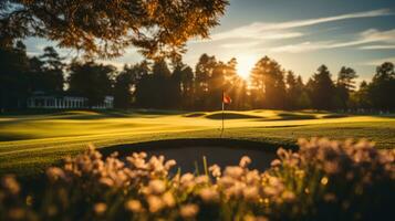 moderne le golf cours. génératif ai photo