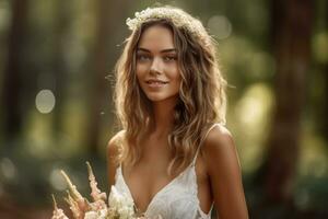 ai génératif photo portrait de une femme dans mariage robe