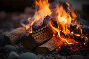 vue de feu cheminée ai génératif photo