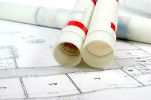 architectural dessins et construction des plans photo