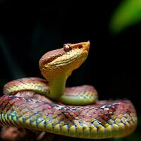 une arc-en-ciel boa perché sur une branche ,ai généré photo