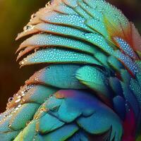 Zoomé sur le brillant couleurs de le coloré plumes ,ai généré photo