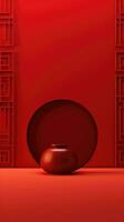 rouge chinois lunaire Nouveau année Contexte ai généré photo