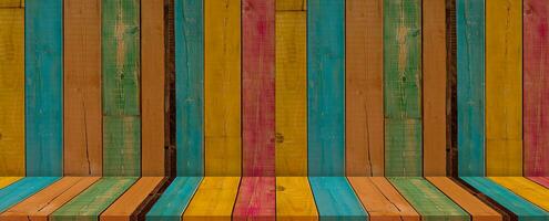 studio Contexte coloré bois mur texture, vide pièce en bois tripes surface afficher dans ancien style, toile de fond produit présentation pour lgbt fierté Contexte photo