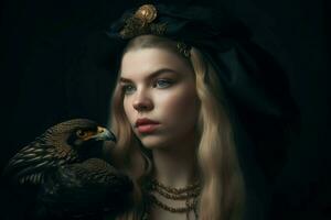 Renaissance femme portrait style. produire ai photo