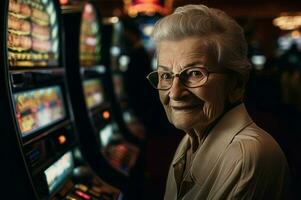 personnes âgées femme casino. produire ai photo