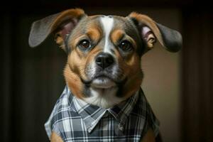 mignonne chien portant chemise. ai génératif pro photo