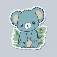 adorable koala dans dessin animé, griffonnage style. ensemble, charmant australien animaux logo personnages. photo