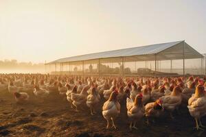 portrait poulet dans le ferme avec lumière exposition ai génératif photo