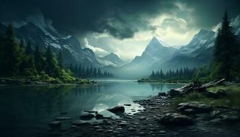une Montagne Lac avec une Montagne dans le Contexte et paysage fond d'écran photo