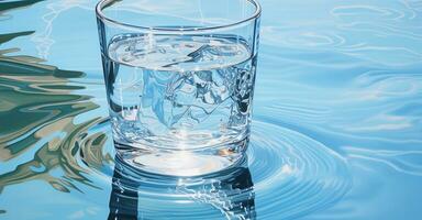 verre de l'eau étant rempli avec l'eau. établi avec génératif ai photo